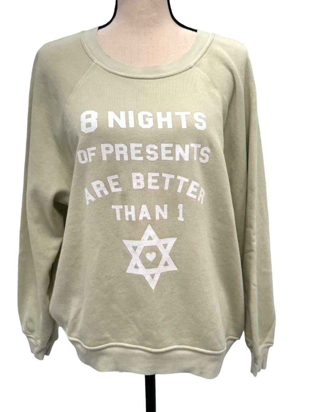 WILDFOX 8 NIGHTS OF PRESENTS HANUKKAH SAGE GREEN PULLOVER SWEATSHIRT